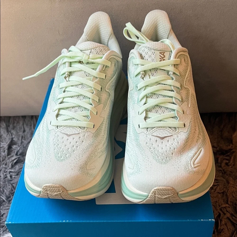 Hoka Clifton 10 running shoes. Womens US size 7. Lt. Green. New in box. - Picture 2 of 7